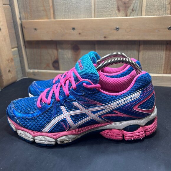 Asics Gel Flux 2 Womens Size 8 Blue & Pink Running Shoes T568N - Picture 5 of 12